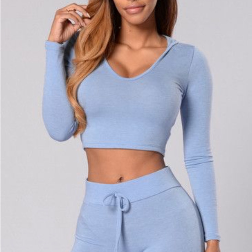 Blue Crop Top Hoodie